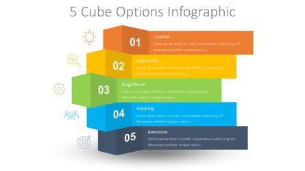 5 Cube Options Infographic, 無料 Googleスライドのテーマ, 08895, インフォグラフィック — PoweredTemplate.com