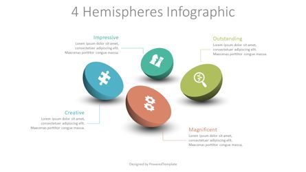 4 Hemispheres Infographic, Gratis Templat PowerPoint, 08902, 3D — PoweredTemplate.com