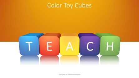 Color Toy Cubes Free PowerPoint Template, Gratis Plantilla de PowerPoint, 08908, Education & Training — PoweredTemplate.com