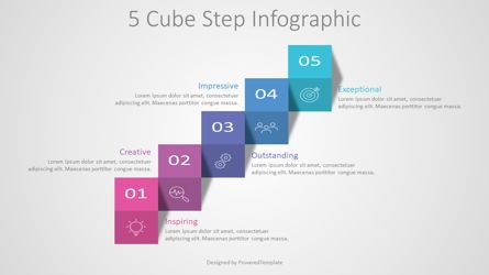 5 Cube Step Infographic, Dia 2, 08919, Infographics — PoweredTemplate.com