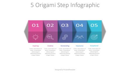 5 Origami Steps Infographic, 무료 Google 슬라이드 테마, 08924, 단계 도표 — PoweredTemplate.com