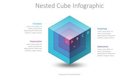 Nested Cube Free Infographic Template, Gratis Modello PowerPoint, 08927, Modelli di lavoro — PoweredTemplate.com