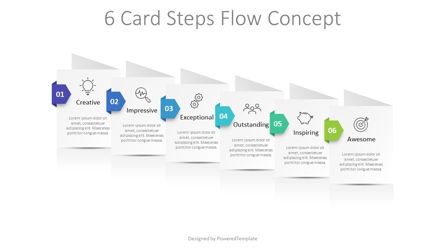 6 Card Steps Flow Concept, Gratis Tema di Presentazioni Google, 08929, Infografiche — PoweredTemplate.com