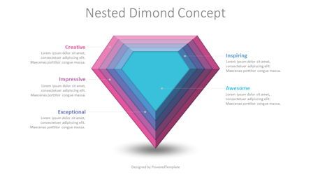 Nested Dimond Concept Free PowerPoint Template, 무료 파워 포인트 템플릿, 08936, 인포메이션 그래픽 — PoweredTemplate.com