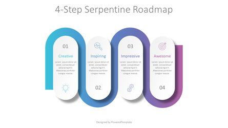 4-Step Serpentine Roadmap, 無料 Googleスライドのテーマ, 08938, インフォグラフィック — PoweredTemplate.com