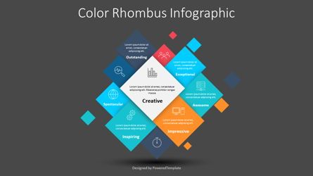 Color Rhombus Infographic, Slide 2, 08968, Abstract/Textures — PoweredTemplate.com