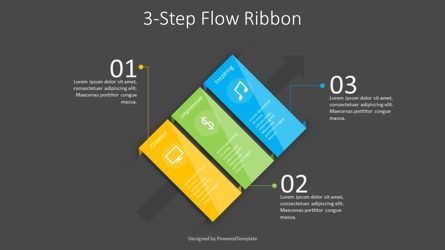 3-Step Flow Ribbon Diagram, 08989, 3D — PoweredTemplate.com