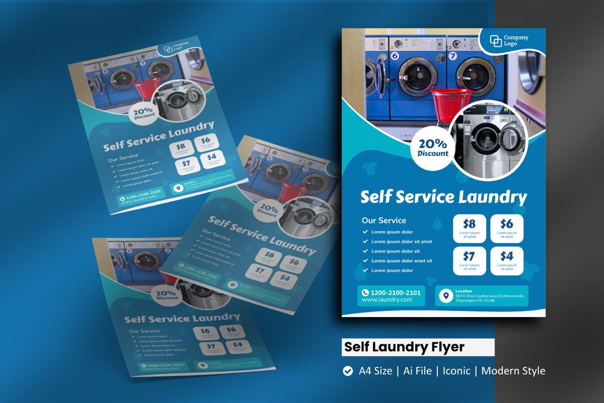 Self Service Laundry Flyer Brochure Template  Flyer  rivatxfz In Laundry Flyers Templates