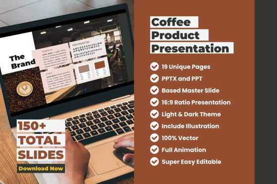 Coffee Product Presentation PowerPoint Template, PowerPointテンプレート, 09018, Food & Beverage — PoweredTemplate.com