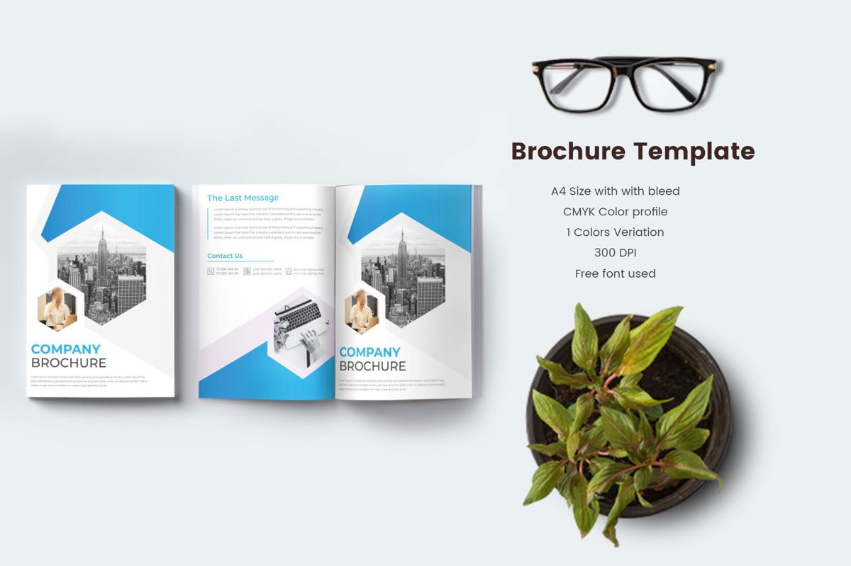 Modern Company profile brochure template design with blue gradient With Mac Brochure Templates