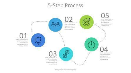 5-Step Flow Process Chart, 09028, Diagrammi di Processo — PoweredTemplate.com