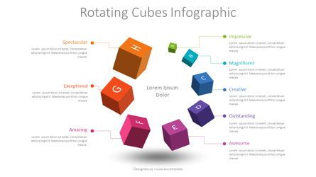 Rotating Cubes Infographis, Free PowerPoint Template, 09039, 3D — PoweredTemplate.com