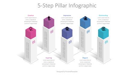 Free 5-Step Pillar Infographic for PowerPoint, 무료 파워 포인트 템플릿, 09045, 프로세스 도표 — PoweredTemplate.com