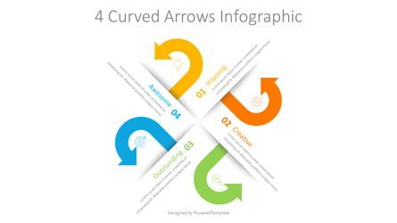4 Curved Arrows Infographic, Gratis Google Presentaties-thema, 09051, Infographics — PoweredTemplate.com