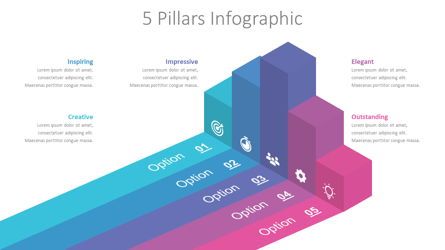 5 Pillars Free PowerPoint Infographics, Free PowerPoint Template, 09052, 3D — PoweredTemplate.com