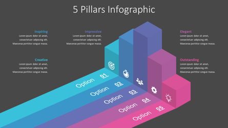5 Pillars Free PowerPoint Infographics, スライド 2, 09052, 3D — PoweredTemplate.com