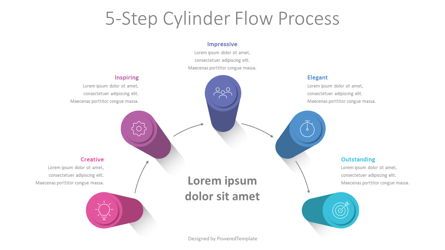 5-Step Cylinder Flow Process, 09057, 3D — PoweredTemplate.com