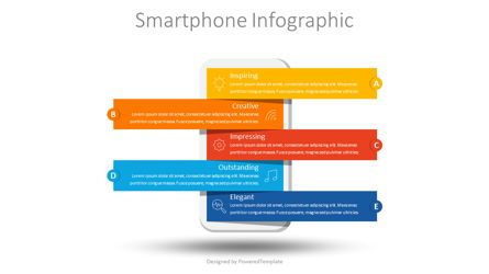 Smartphone with 5 Options Infographic, Grátis Tema do Google Slides, 09058, Infográficos — PoweredTemplate.com