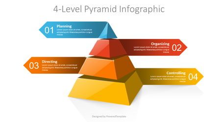 4-Level Pyramid with Planning and Organizing, 無料 Googleスライドのテーマ, 09065, 3D — PoweredTemplate.com