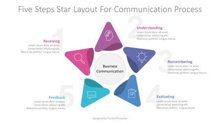 5 Steps Star Layout for Communication Process Diagram, 免费 Google幻灯片主题, 09070, 商业模式 — PoweredTemplate.com