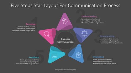 5 Steps Star Layout for Communication Process Diagram, Slide 2, 09070, Business Models — PoweredTemplate.com
