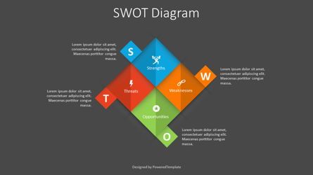 Rhombus Shaped SWOT Diagram, スライド 2, 09104, ビジネスモデル — PoweredTemplate.com