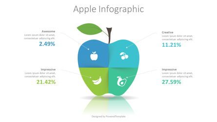 Four Parts Diagram with Apple Shape, 09135, Education Charts and Diagrams — PoweredTemplate.com