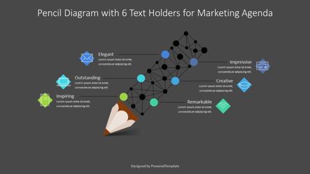 Pencil Diagram with 6 Text Holders for Marketing Agenda, スライド 2, 09154, 教育＆トレーニング — PoweredTemplate.com