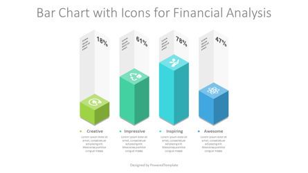 Bar Chart with Icons for Financial Analysis Presentation Slide, 09163, 3D — PoweredTemplate.com