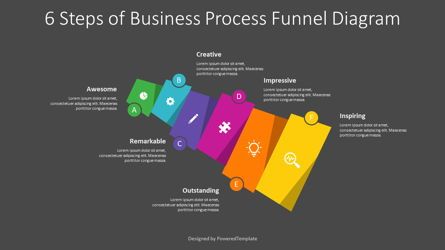 6 Steps of Business Process Funnel Diagram, 免费 Google幻灯片主题, 09166, 信息图 — PoweredTemplate.com