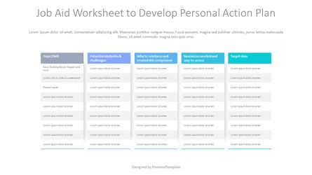 Job Aid Worksheet to Develop Personal Action Plan, Grátis Tema do Google Slides, 09171, Modelos de Negócio — PoweredTemplate.com