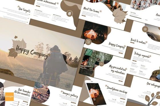 Happy Camping - Google Slides Template, 09175, Careers/Industry — PoweredTemplate.com