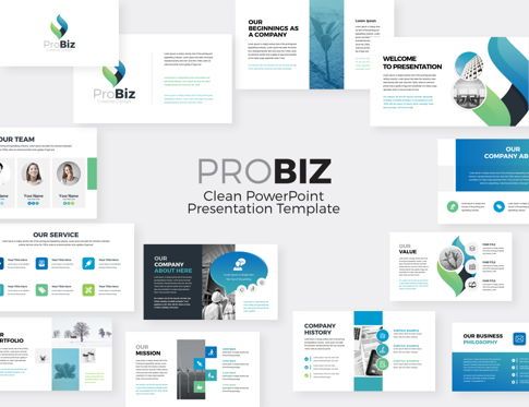 Probiz Business Presentation PowerPoint Template, PowerPoint Template, 09225, Business — PoweredTemplate.com