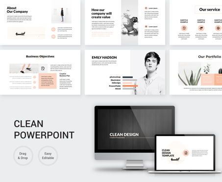 Clean Design Minimal PowerPoint Presentation Template, PowerPoint Template, 09230, Business — PoweredTemplate.com