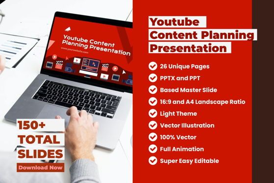 Youtube Content Plan Presentation PowerPoint Template, 09238, Art & Entertainment — PoweredTemplate.com