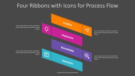 4 Ribbons with Icons for Process Flow, Deslizar 2, 09243, Abstrato/Texturas — PoweredTemplate.com
