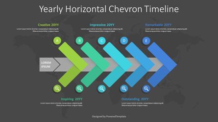 Yearly Horizontal Chevron Timeline, 슬라이드 2, 09246, 프로세스 도표 — PoweredTemplate.com
