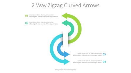 2 Way Zigzag Curved Arrows, Gratuit Theme Google Slides, 09253, Schémas de procédés — PoweredTemplate.com