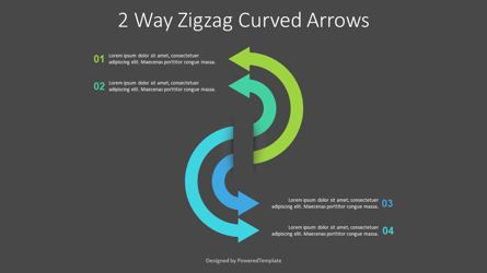 2 Way Zigzag Curved Arrows, Slide 2, 09253, Process Diagrams — PoweredTemplate.com