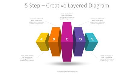 5 Step - Creative Layered Diagram, 09254, Infographics — PoweredTemplate.com