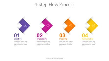4-Step Flow Process, Gratis Google Presentaties-thema, 09255, Procesdiagrammen — PoweredTemplate.com