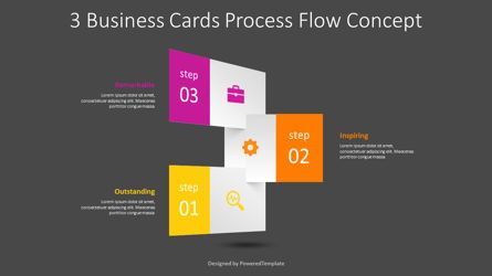 3 Business Cards Process Flow Concept, 幻灯片 2, 09257, 抽象/纹理 — PoweredTemplate.com