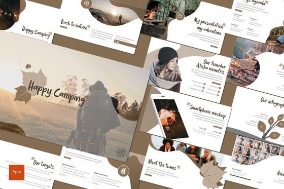 Happy Camping - PowerPoint Template, PowerPoint模板, 09295, 商业 — PoweredTemplate.com