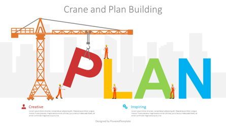 Crane and Plan Building Free Presentation Slide, 09338, Business Concepts — PoweredTemplate.com