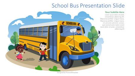 School Bus Free Presentation Slide, 09346, Carros e Transportes — PoweredTemplate.com