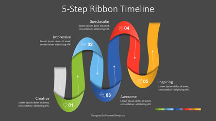 5-Step Zigzag Ribbon Timeline, Dia 2, 09374, Stage diagrams — PoweredTemplate.com