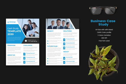 Business Case study Power point template corporate modern business double side flyer and poster, Modello PowerPoint, 09414, Concetti del Lavoro — PoweredTemplate.com
