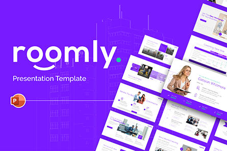 Roomly Co-working Space PowerPoint Template, PowerPoint-sjabloon, 09417, Vastgoed — PoweredTemplate.com