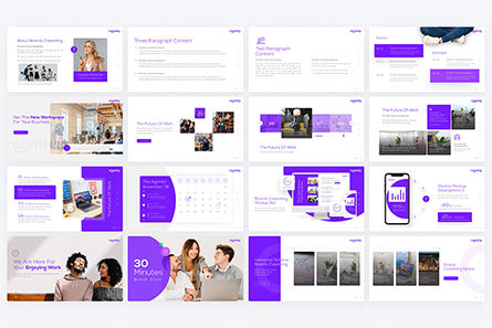 Roomly Co-working Space PowerPoint Template, Folie 2, 09417, Immobilien — PoweredTemplate.com