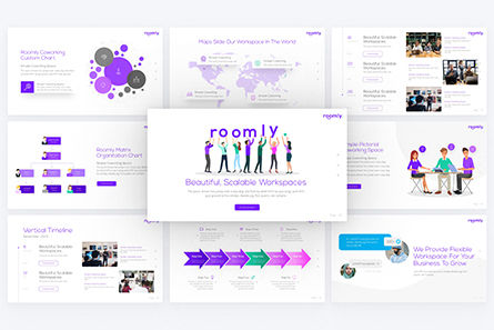 Roomly Co-working Space PowerPoint Template, Diapositiva 3, 09417, Inmuebles — PoweredTemplate.com